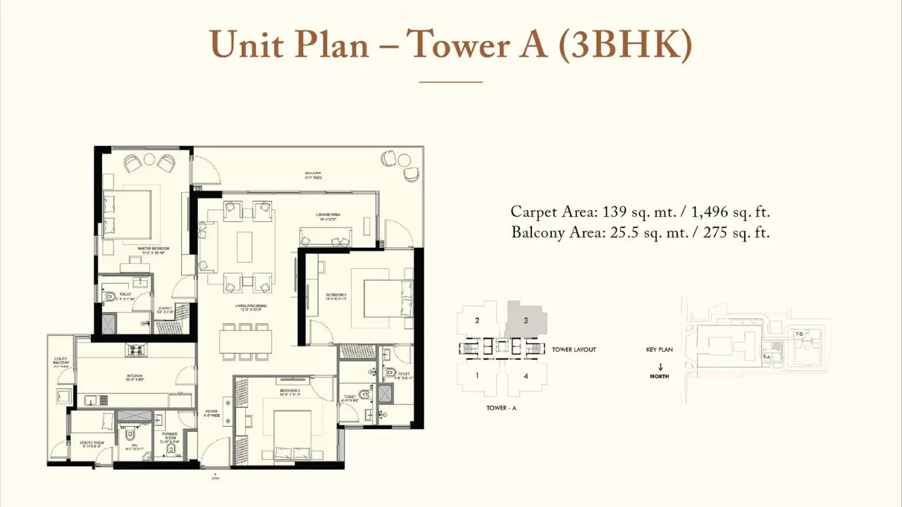 3 BHK (Tower-A) Plan