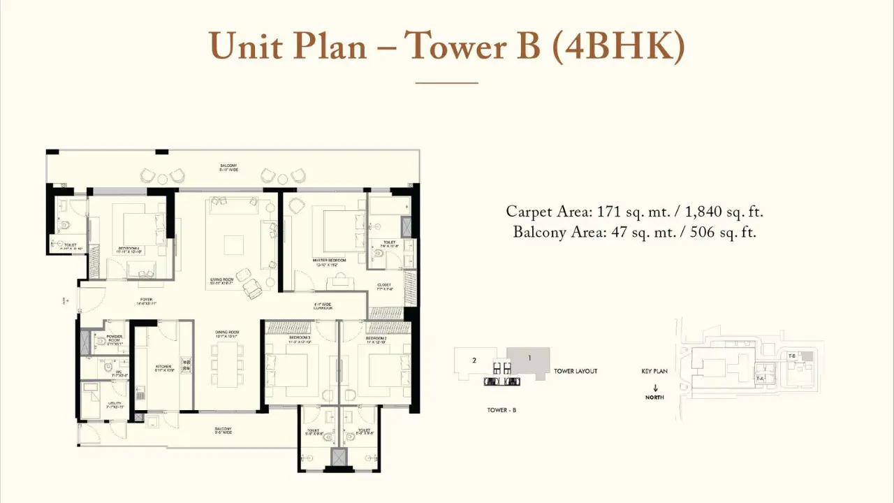 4 BHK (Tower-B) Plan