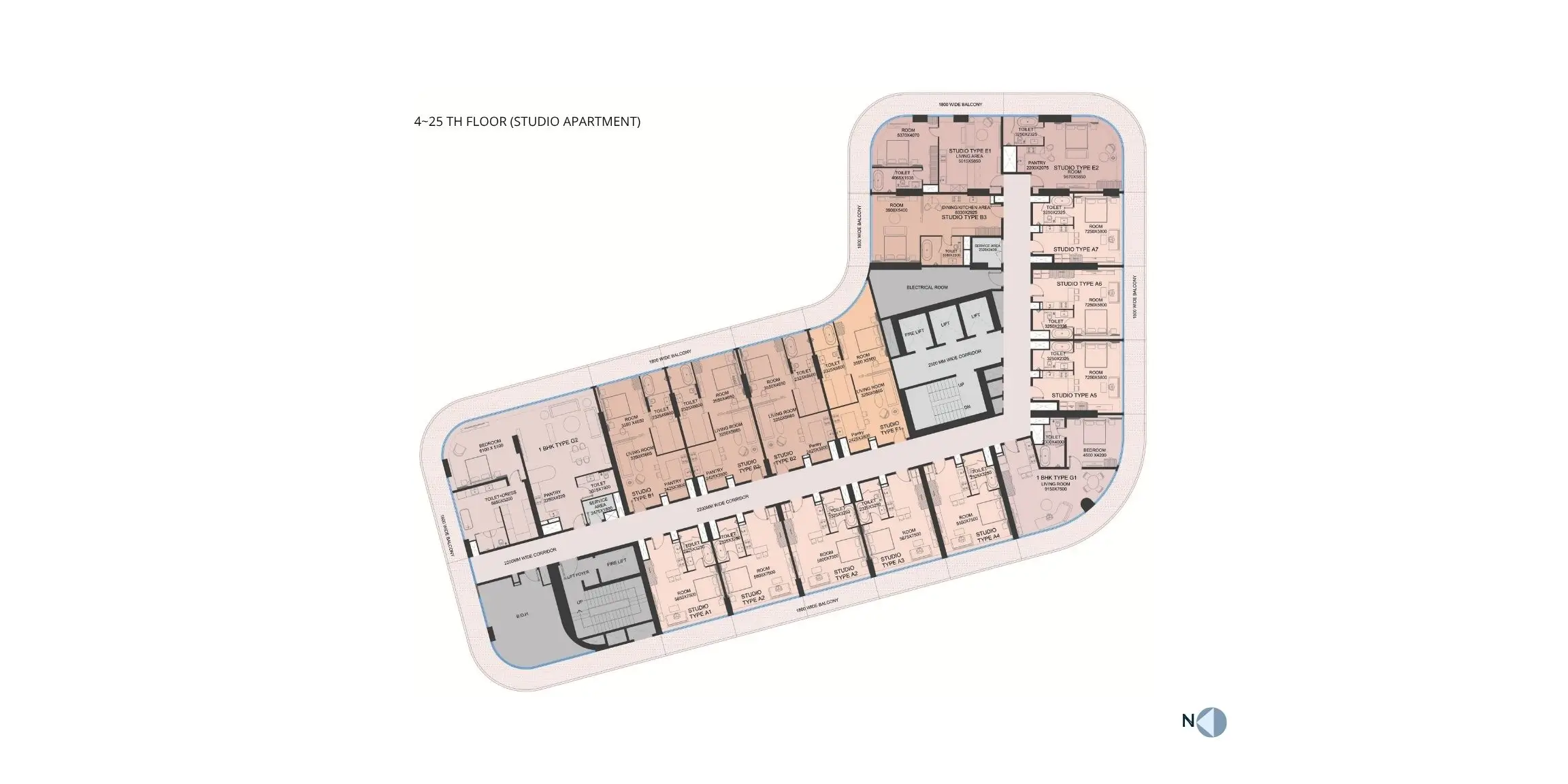 Studio (1 RK) Floor Plan Plan